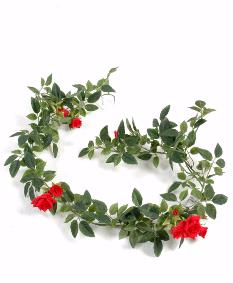 Fleurs artificielles Guirlande de rose rouge - dcoration intrieure - L.100cm