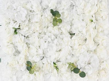 Plaque murale de fleurs artificielles hortensias - dcoration d'intrieur - L.60x40cm blanc