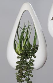 Composition artificielle Succulente  suspendre - Feuillage intrieur - H.22cm vert