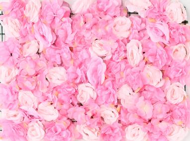 Plaque murale de fleurs artificielles roses et hortensias - dcoration d'intrieur - L.60x40cm rose