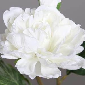 Pivoine artificielle 1 fleur 1 bouton - création de bouquet - H.34cm blanc