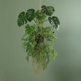 Philodendron artificiel boule vgtalise  suspendre - dcoration d'intrieur - H.60cm