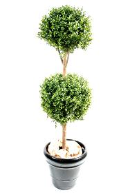 Plante artificielle Buis double boule - intrieur extrieur - H.140cm vert