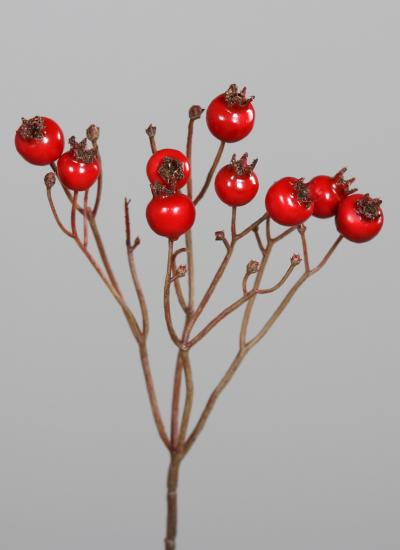 Branche artificielle d'églantier baies rouges - composition florale - H.46cm