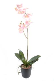 Fleur artificielle Orchide Phalaenopsis 12 fleurs - plante en piquet - H.90cm rose clair