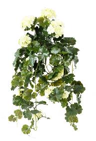 Chute artificielle fleurie Granium UV 10 ttes - plante d'extrieur - H.65cm blanc