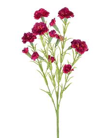 Fleur artificielle Oeillet 15 fleurs - composition florale - H.64cm rose fonc