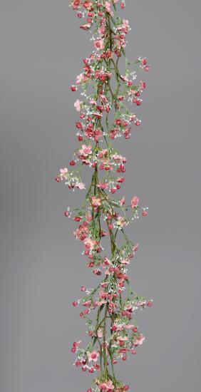 Guirlande artificielle fleurie Gypsophile - création florale - H.120cm rose