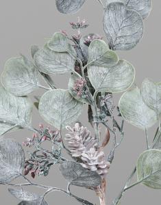 Branche artificielle Eucalyptus mini pomme de pin - création de bouquet - H.28cm