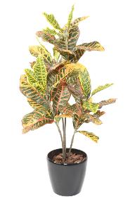 Plante artificielle Croton - arbuste d'intrieur - H.100cm vert rouge jaune