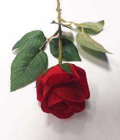 Tige de rose artificielle bouton en velours - composition florale - H.45cm rouge