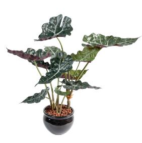 Plante artificielle tropicale Alocasia - dco intrieur - H.65cm vert rouge