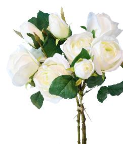 Bouquet artificiel 6 fleurs roses - dcoration d'intrieur - H.45cm blanc