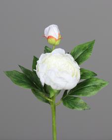 Pivoine artificielle 1 fleur 1 bouton - cration de bouquet - H.36cm blanc