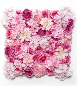 Plaque murale de fleurs artificielles roses et hortensias - dcoration d'intrieur - L.50x50cm rose