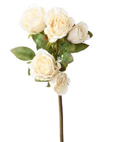 Fleur artificielle coupe rose multi spray - 5 fleurs - H.45cm blanc