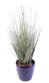 Plante artificielle Herbe luxe Onion Grass en pot - intrieur - H. 75 cm vert gris