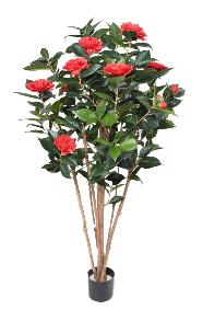 Arbre artificiel Camlia du japon 8 fleurs - intrieur - H.130cm rouge
