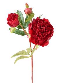 Pivoine artificielle 2 fleurs - cration de bouquet composition - H.50cm rouge