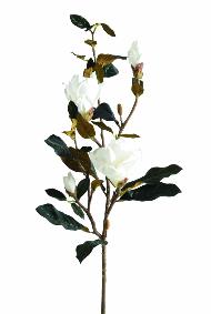 Fleur artificielle Magnolia 2 fleurs 2 boutons - cration florale intrieur - H.100cm blanc