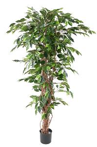 Arbre artificiel Ficus lianes grandes feuilles - plante d'intérieur - H.210cm vert