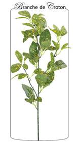 Feuillage artificielle Croton en branche -dcoration intrieure - H.75 cm vert