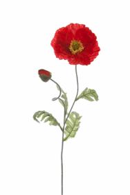 Fleur artificielle et bouton de Pavot - intrieur - H.70cm rouge