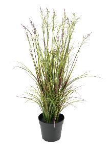 Gramine artificielle Acorus fleuri en pot - plante d'extrieur - H.70cm vert violet