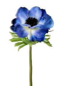 Anmone artificielle fleur coupe - cration florale intrieur - H.35cm bleu