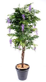 Arbre artificiel fleuri Glycine multi tree - plante d'intrieur - H.110cm parme