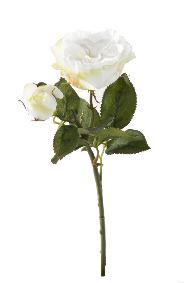 Fleur artificielle rose fresh touch - dcoration intrieure - H.43cm blanc