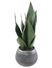 Plante artificielle Sansevieria pot dcoratif - succulente pour intrieur - H.49cm vert