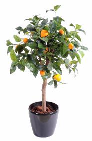 Arbre artificiel fruitier Oranger tte en pot - intrieur - H.85cm vert orange