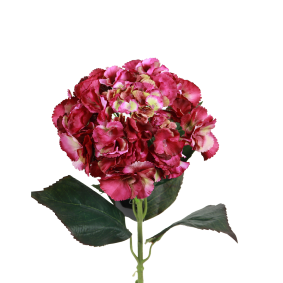 Fleur artificielle tige d'Hortensia - cration bouquet - H.68cm pourpre vert