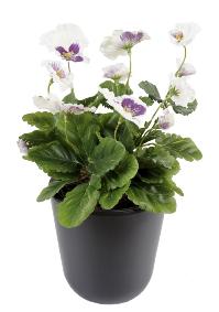 Fleur artificielle Pense - plante d'intrieur en piquet - H.26cm blanc lavande