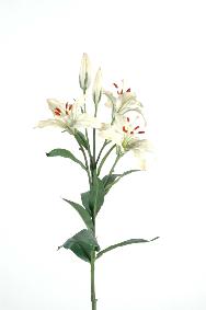 Fleur artificielle coupe Lilium 3 fleurs - cration de bouquet - H.60cm crme