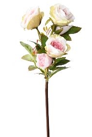 Fleur artificielle coupe rose multi spray - 5 fleurs - H.45cm rose clair