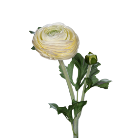 Fleur artificielle tige de Renoncule - cration de bouquet - H.57cm crme