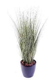Plante artificielle Herbe luxe Onion Grass en pot - intrieur - H.105cm vert gris
