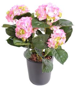 Plante artificielle Hortensia en piquet - fleurs pour intrieur - H.40cm rose
