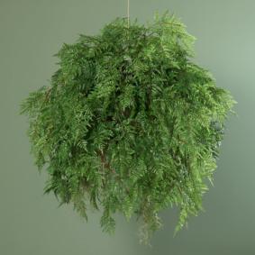 Composition artificielle boule de fougre  suspendre - Feuillage intrieur - H.95cm vert
