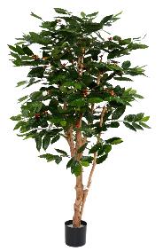 Arbre artificiel Cafier fleurs tronc noueux - plante d'intrieur - H.175cm