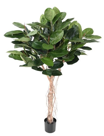 Arbre artificiel Ficus Elastica tête - plante synthétique d'intérieur - H.160cm vert