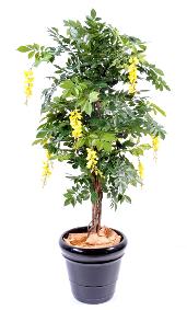 Arbre artificiel fleuri Glycine multi tree - plante d'intrieur - H.110cm jaune
