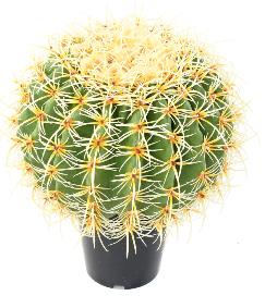 Cactus artificiel coussin de belle-mre - plante d'intrieur - H.40cm vert jaune
