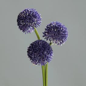 Fleur artificielle Allium ail d'ornement set de 3 - composition bouquet - H.46cm lavande