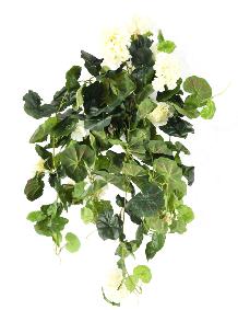 Plante fleurie artificielle Chute de Granium - dcoration d'intrieur - H.60cm blanc