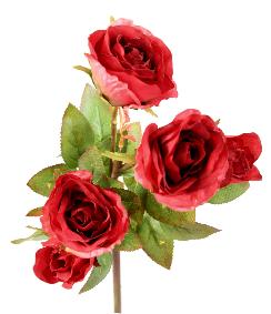 Fleur artificielle coupe rose multi spray - 5 fleurs - H.45cm rouge