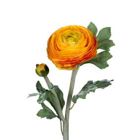 Fleur artificielle tige de Renoncule - cration de bouquet - H.57cm orange