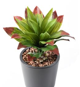 Plante artificielle Agave en piquet - cactus artificiel extrieur - H.35cm vert rouge